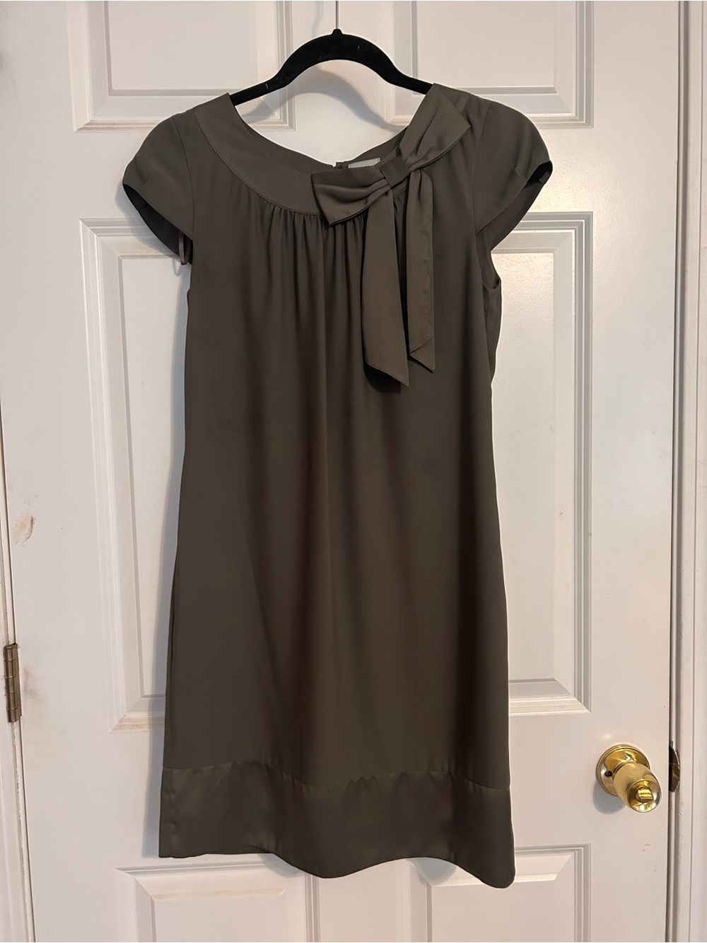 H&M Olive Green Bow-Detail Shift Dress